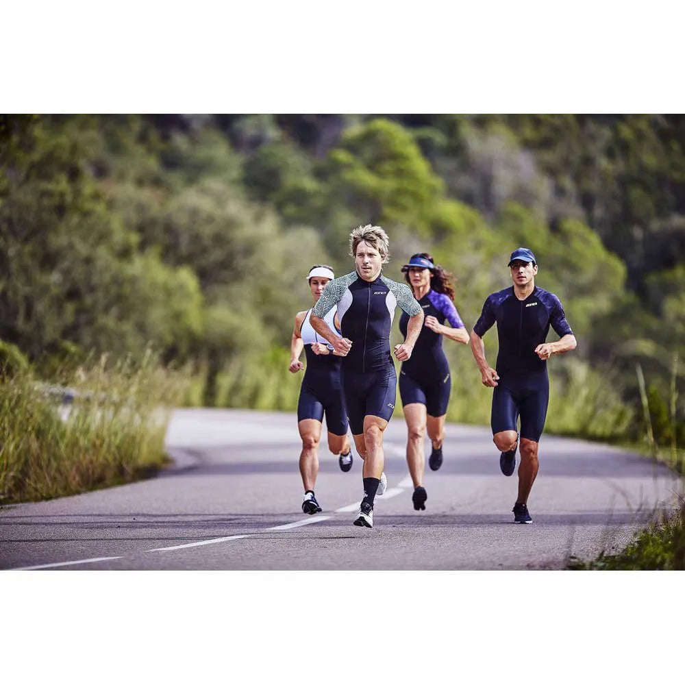 A collection of Triwear from multiple brands like Zone3 and Purpose performance.