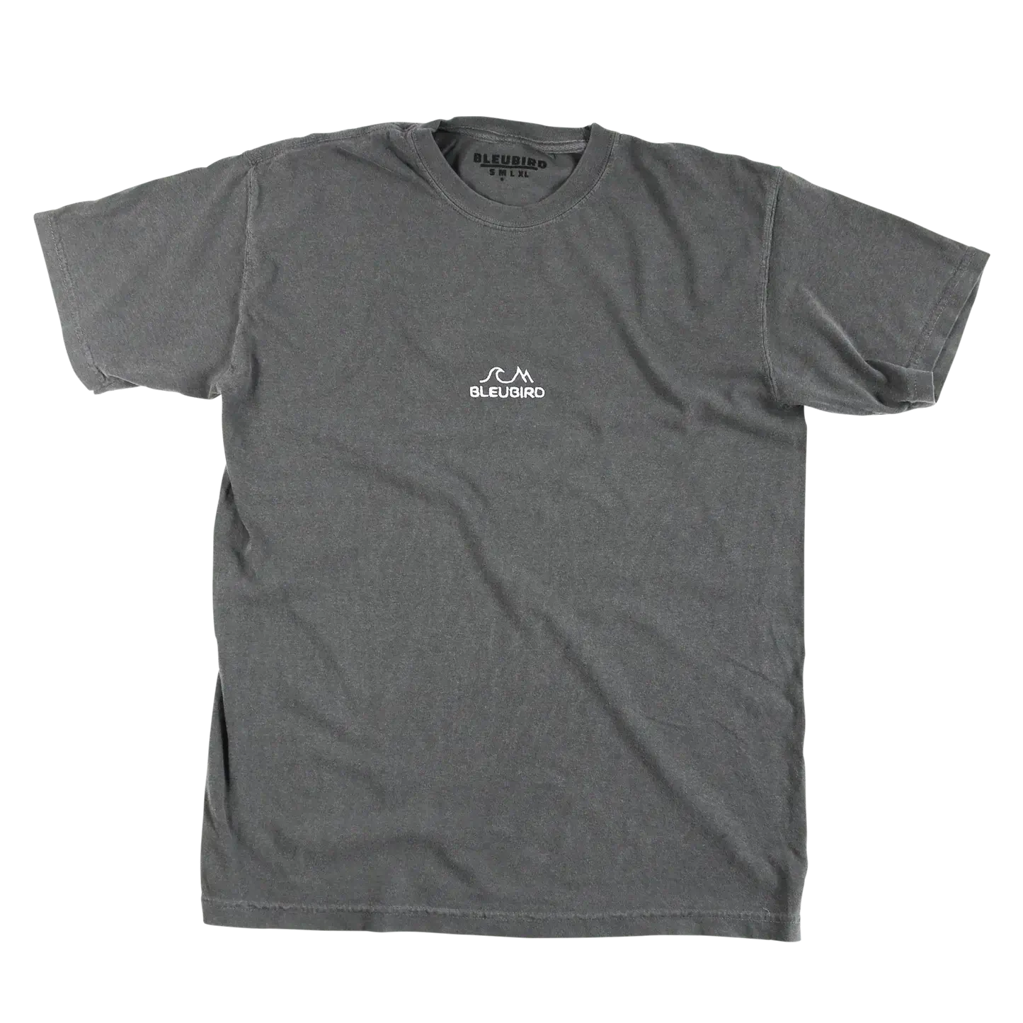 Gray t-shirt with a logo on a white background