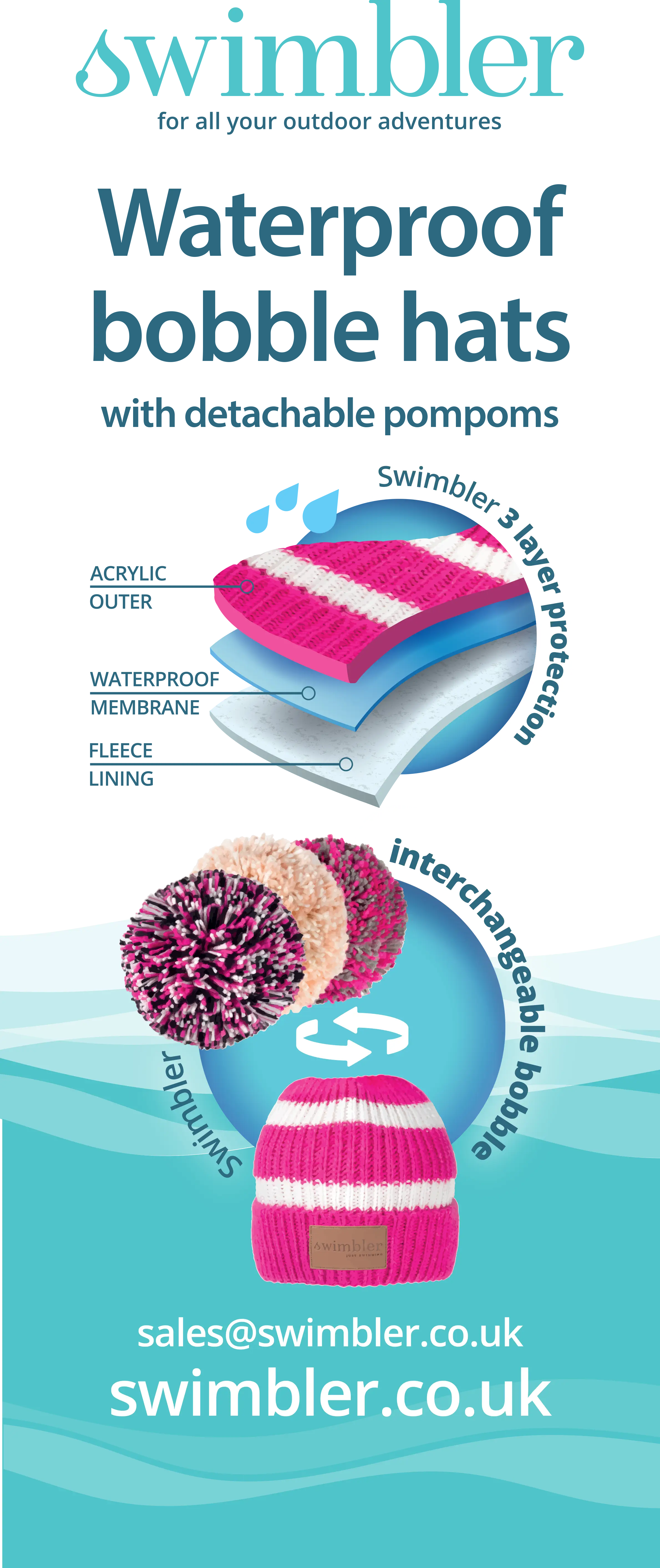 Waterproof Bobble Hat - Rainbow Warrior