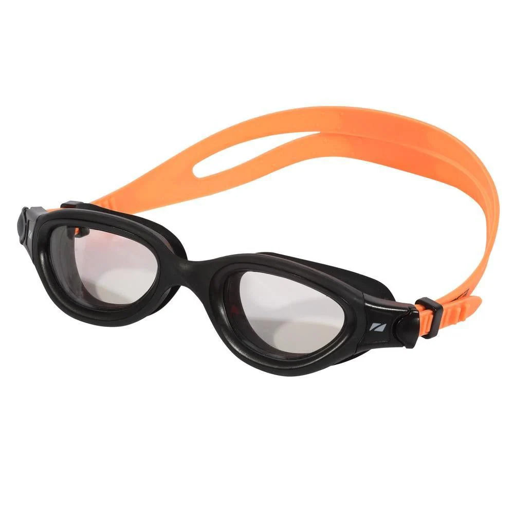 Black and orange Zone3 photochromatic swimming goggles.