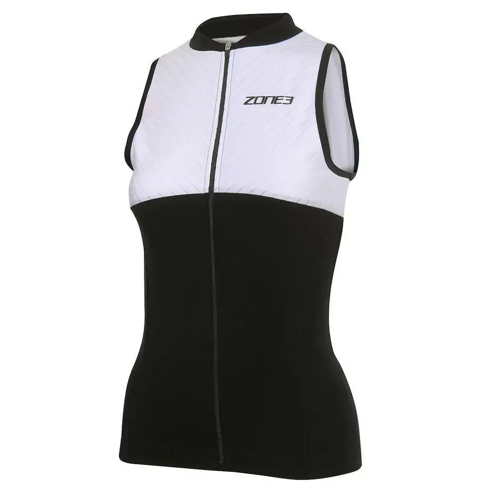The Zone 3 lava sleeveless tri top for ironman level events.