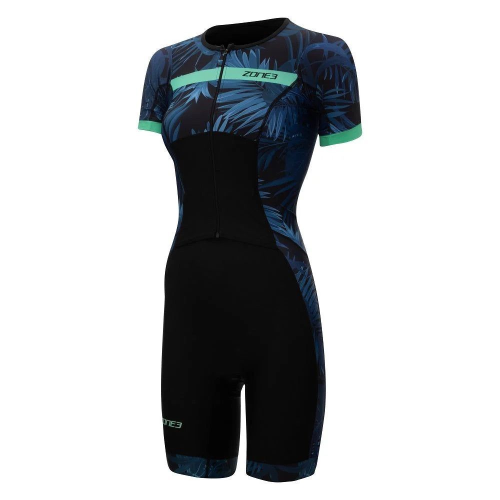 Activate Plus Tropical Palm Short Sleeve Full Zip Trisuit - Womens