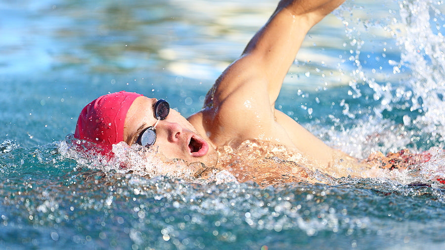 Man-swimmer-swimming goggles