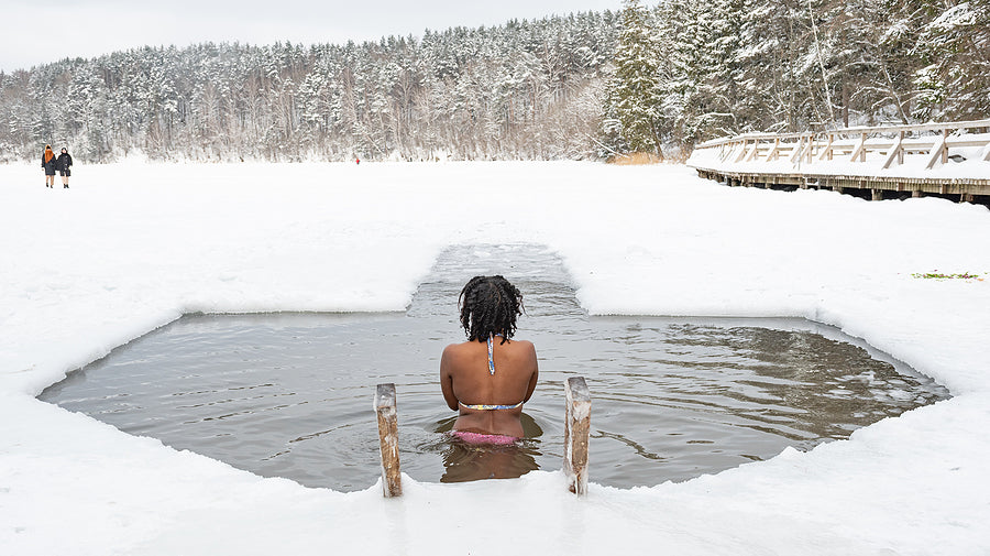 cold water therapy- woman taking a dip 