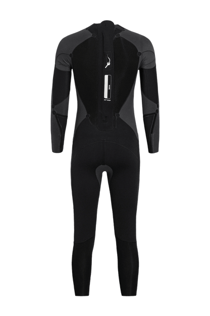 Orca triathlon wetsuit, the Apex float on a grey background.