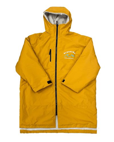 Bleubird Nordic Robe Mustard Waterproof outdoor changing robe with sherpa lining, eco-friendly recycled fabric, and adjustable cuffs