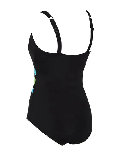 Zoggs Black/Green Wrap Panel Classicback Swim Costume