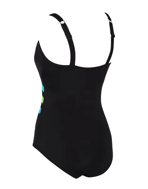 Zoggs Black/Green Wrap Panel Classicback Swim Costume