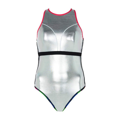 Women’s Zoggs Florish Pink Thermal Swim Costume – Silver-lined one-piece for wild swimming and open water training.