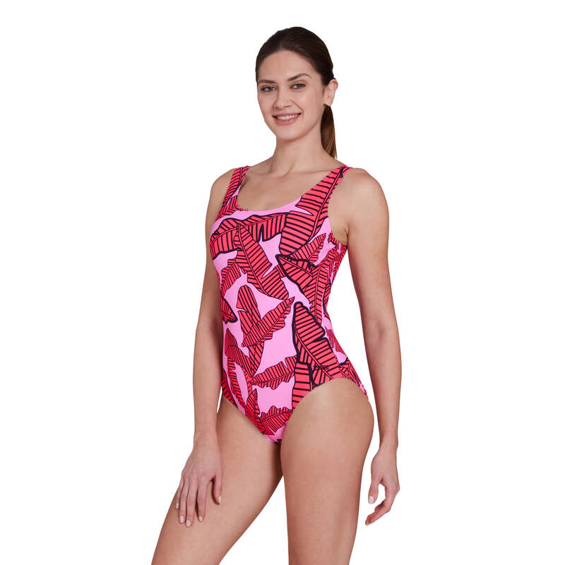 Thermal Silver Lining Zoggs Awaken Pink Scoopback Swimsuit – Ideal for open water swimming and training.