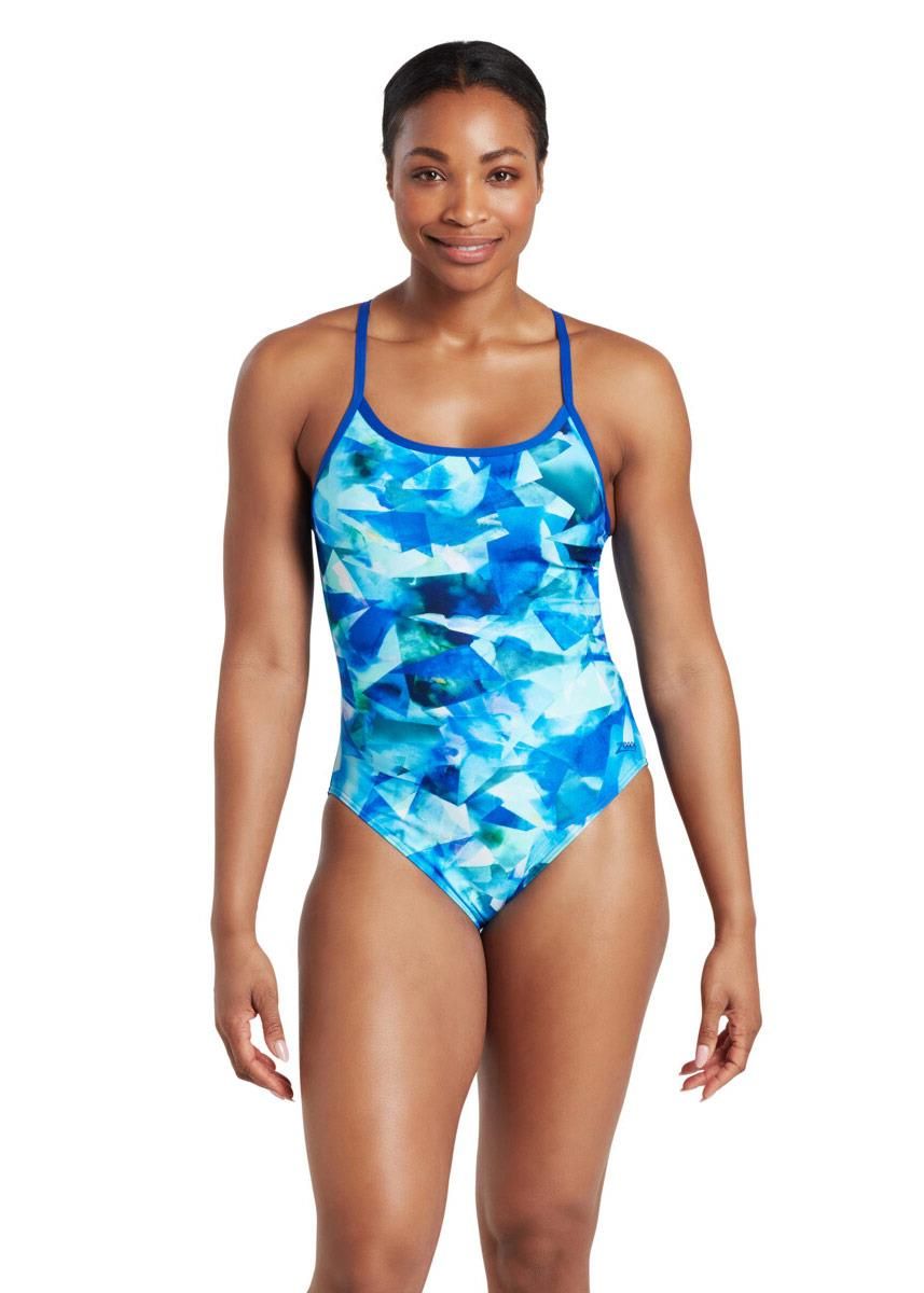 Women’s Zoggs Aqua Digital swimsuit – durable EcoFeel fabric ideal for wild swimming and outdoor training