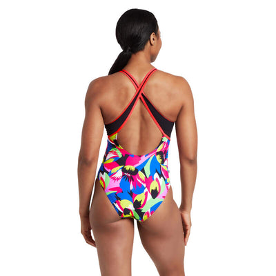 Zoggs Florish Pink Thermal Swimwear Crossback silver-lined costume for triathlon, cold water, and wild swimming