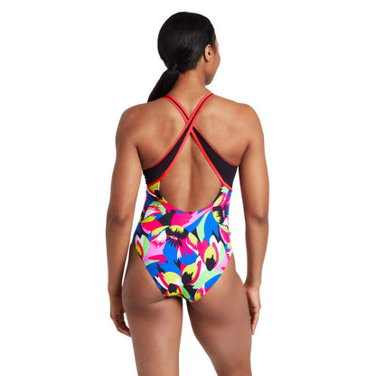 Zoggs Florish Pink Thermal Swimwear Crossback silver-lined costume for triathlon, cold water, and wild swimming