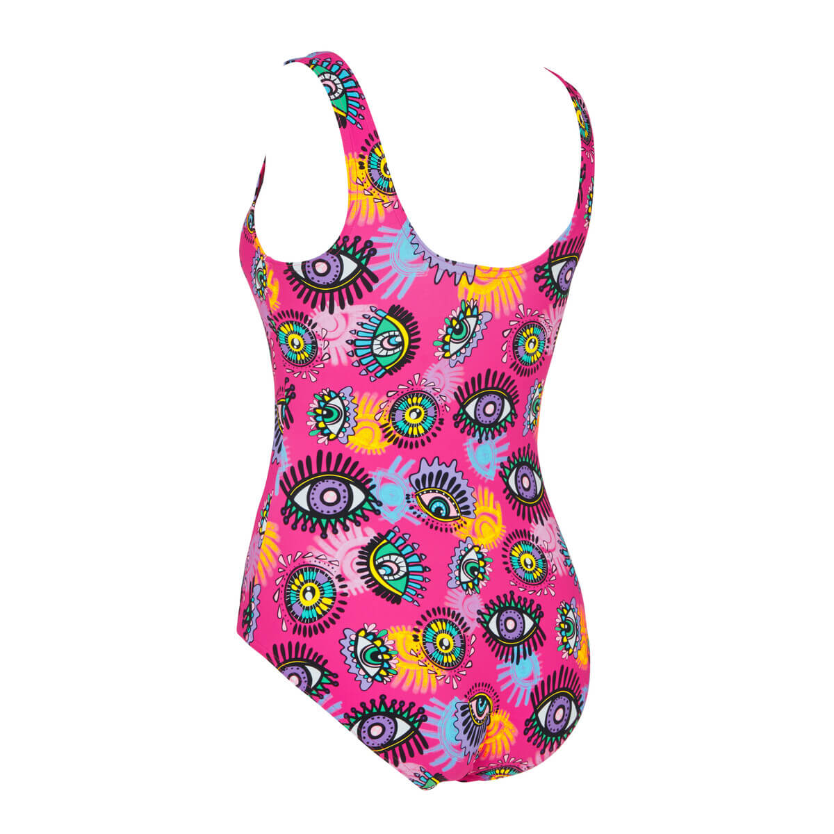 Zoggs thermal swimming costume scoopback magenta print which is great for cold water swimming