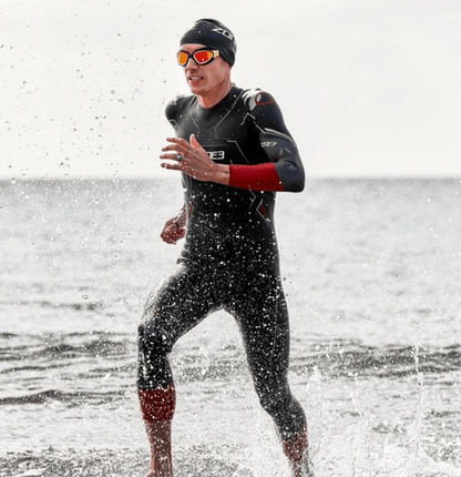 Triathlete leaving the water